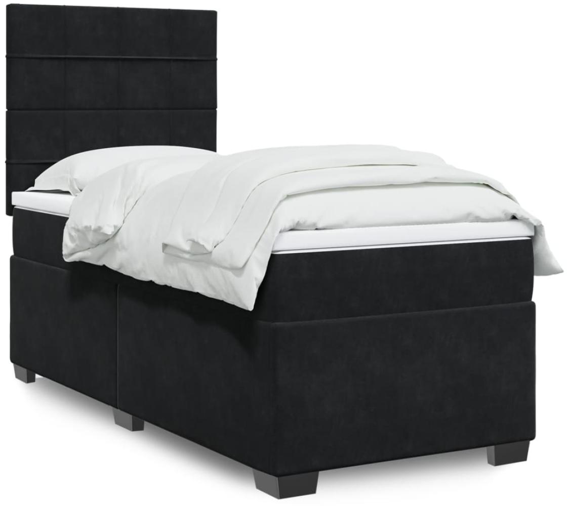 vidaXL Boxspringbett mit Matratze Schwarz 90x190 cm Samt 3290788 Bild 1