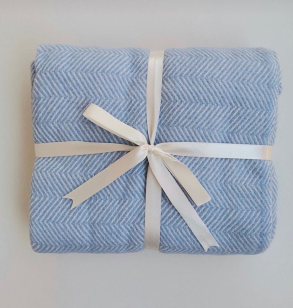 Wolldecke Plaid Busee aus reiner 100% Wolle 140x170cm, Sandiik, Super Weich Bild 1