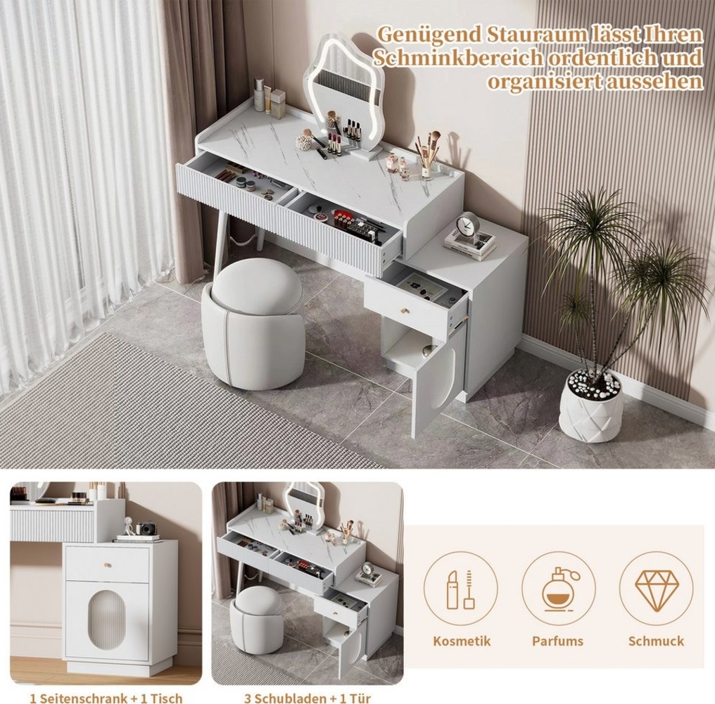 Thanaddo Schminktisch Schminktisch mit LED-Beleuchtung,Praktischer Kosmetiktisch, Breite 105 cm Bild 1