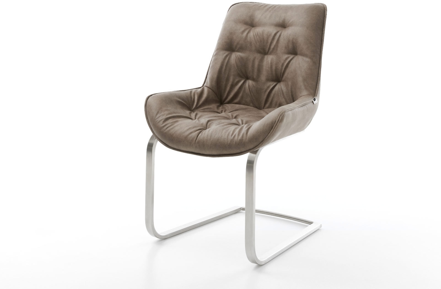 Freischwinger Taimi-Flex Mikrofaser Taupe Vintage Freischwinger flach Edelstahl Bild 1