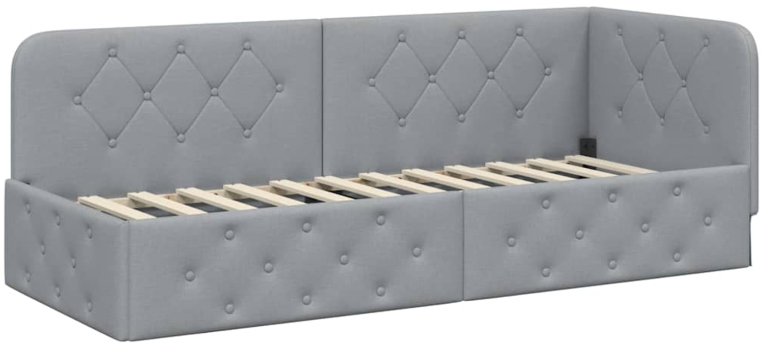 vidaXL Eckbettgestell mit Kopfteil Hellgrau 80x200 cm Stoff 42016479 Bild 1