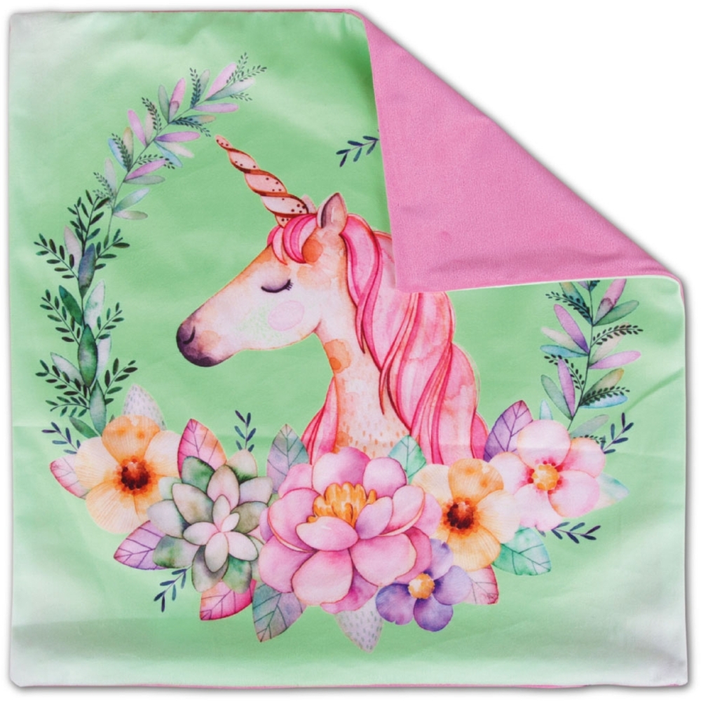 Bestlivings Dekokissen Fotodruck Motiv in 40x40 cm, Flauschig weiches Kissen in vielen Motiven erhältlich ( Design: Einhorn Grün ) Bild 1