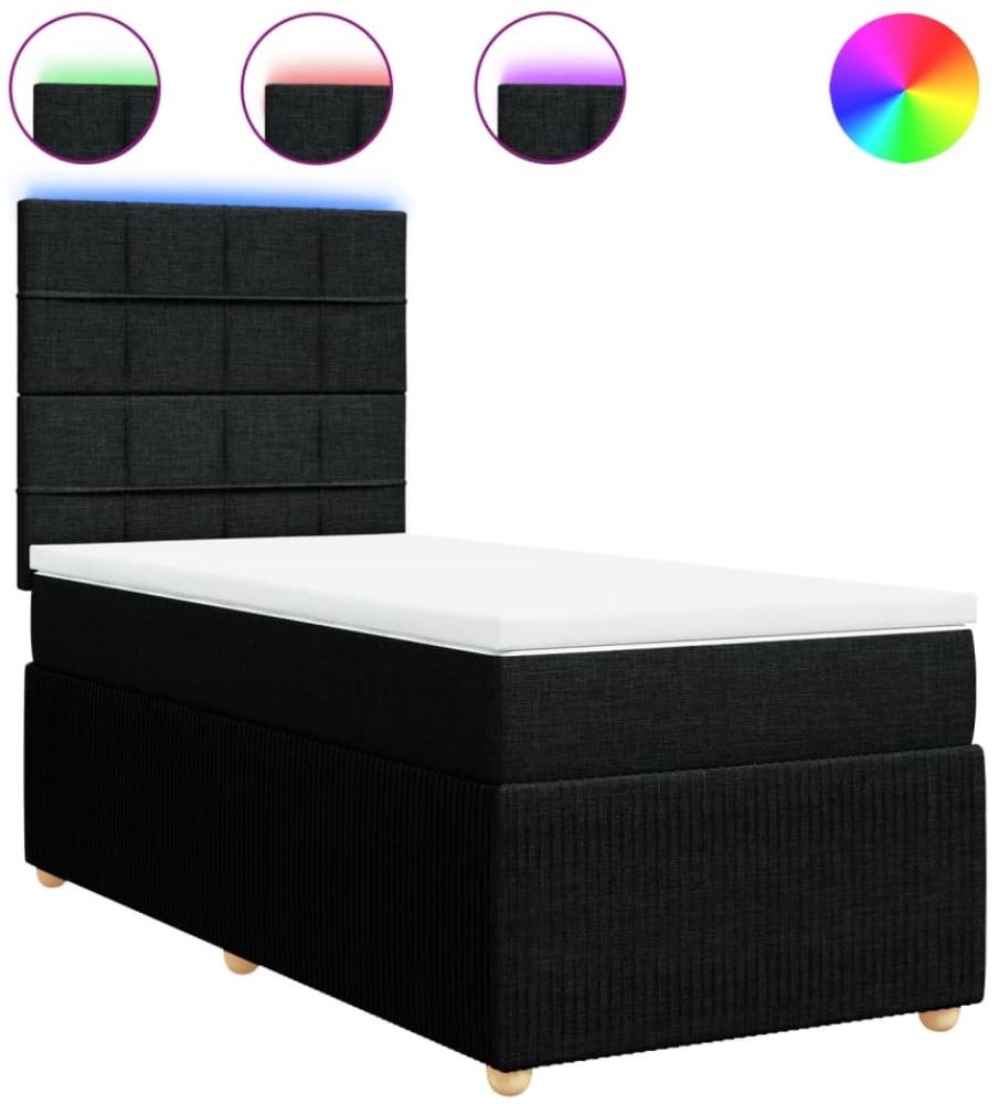 vidaXL Boxspringbett mit Matratze Schwarz 80x200 cm Stoff 3294185 Bild 1
