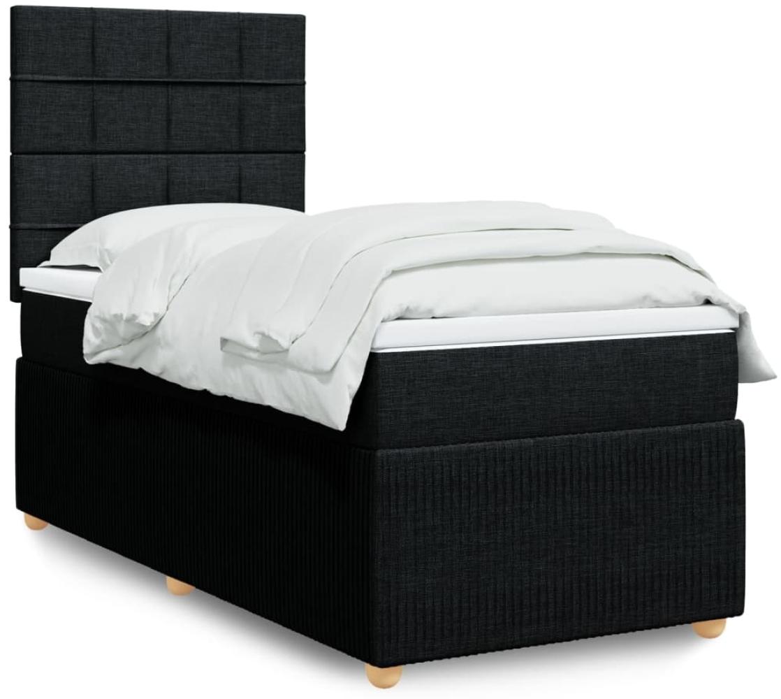 vidaXL Boxspringbett mit Matratze Schwarz 80x200 cm Stoff 3294185 Bild 1