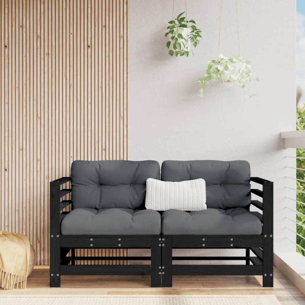 vidaXL Garten-Ecksofas 2 Stk. Schwarz Massivholz Kiefer Bild 1
