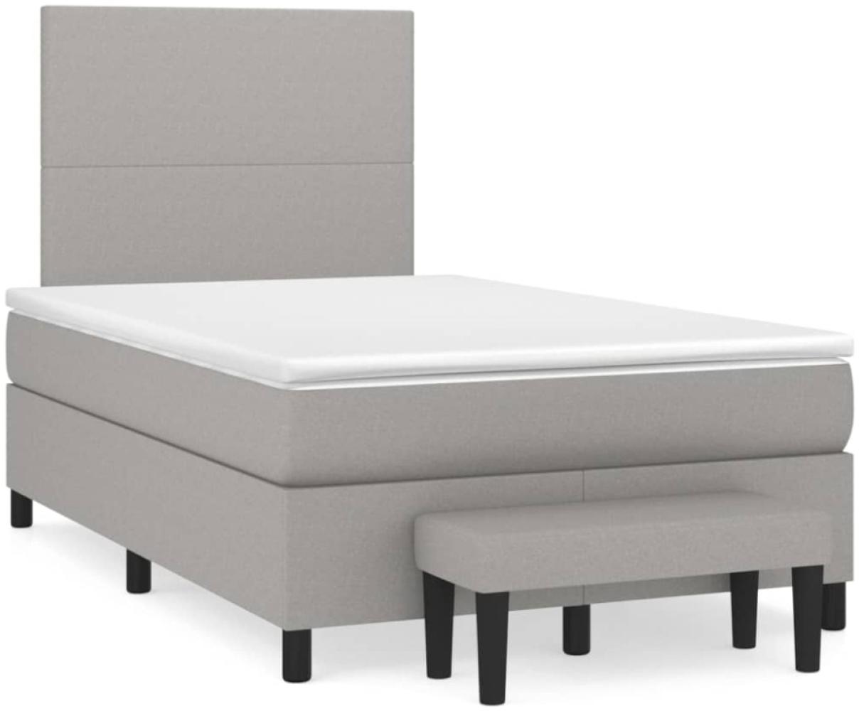 vidaXL Boxspringbett mit Matratze Hellgrau 120x190 cm Stoff 3270341 Bild 1