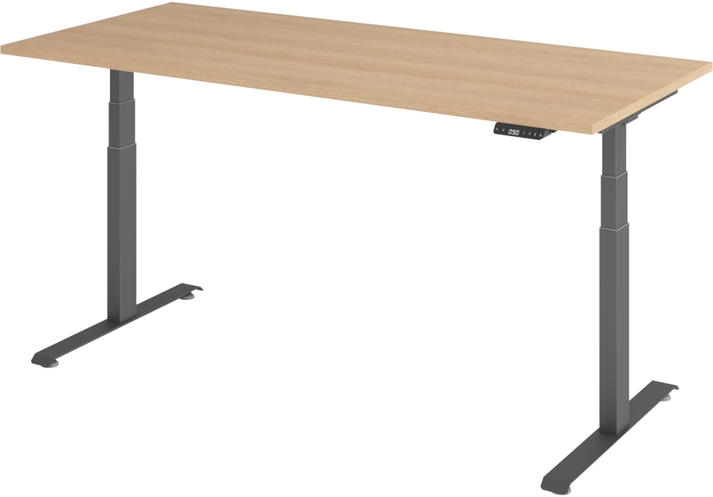 bümö höhenverstellbarer Schreibtisch 180x80 cm in Eiche, Gestell graphit - Höhenverstellbar Elektrisch Stehpult mit 3-fach Speicher, Computertisch, Ergonomischer Steh-Sitz Tisch, Bürotisch, LXK65-19-E-G Bild 1