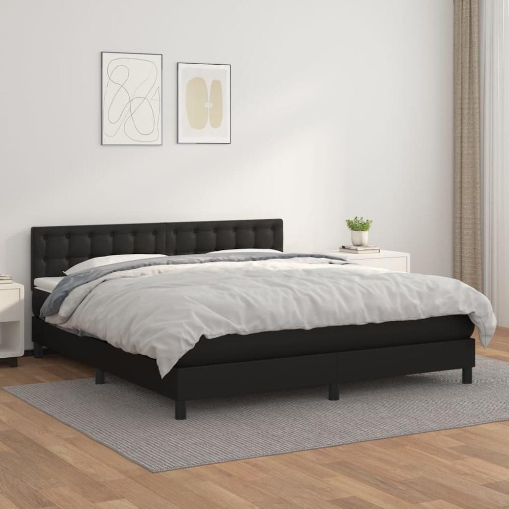 vidaXL Boxspringbett mit Matratze Schwarz 180x200 cm Kunstleder 3141137 Bild 1