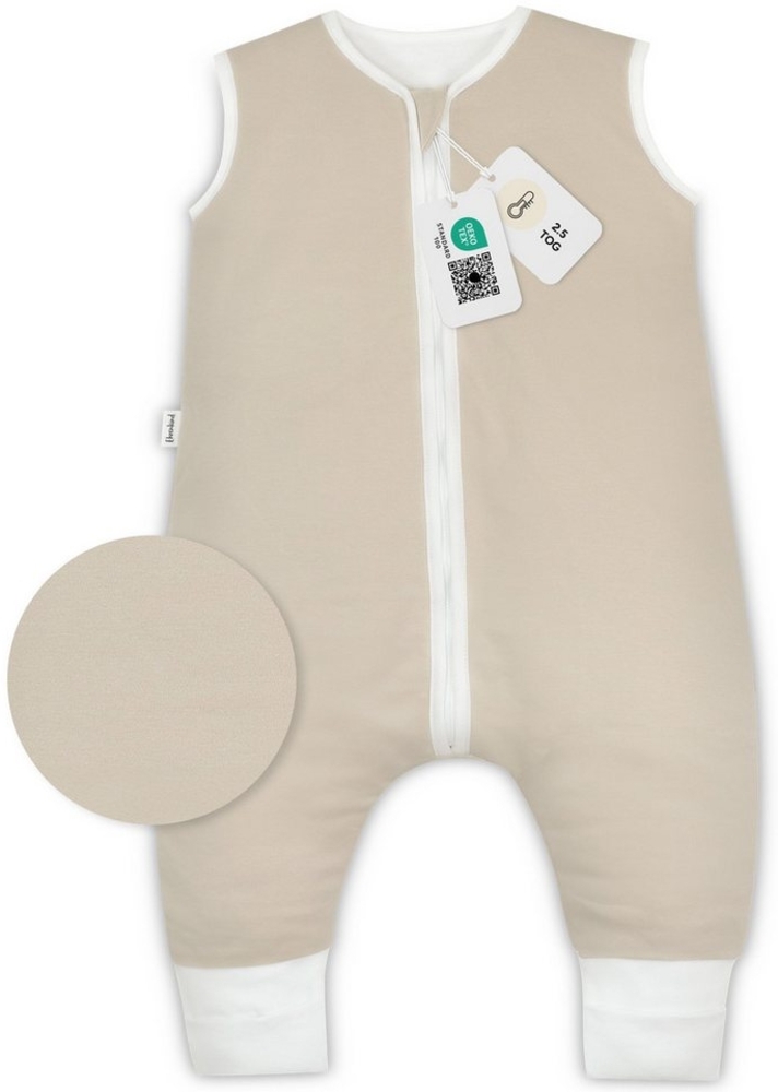 Ehrenkind® Babyschlafsack | Schlafsack mit Füßen 2.5 TOG | Bio-Baumwolle | Ganzjahres Schlafsack Baby Gr. 70 Farbe Beige | Oeko-Tex | Schlafsack winter und Sommer Schlafsack Kinder Bild 1