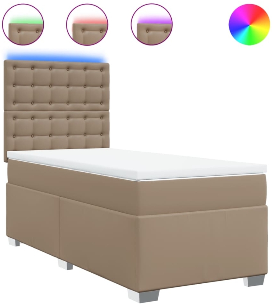 vidaXL Boxspringbett mit Matratze Cappuccino-Braun 90x190cm Kunstleder 3293003 Bild 1