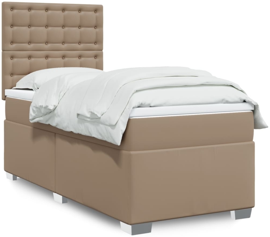 vidaXL Boxspringbett mit Matratze Cappuccino-Braun 90x190cm Kunstleder 3293003 Bild 1