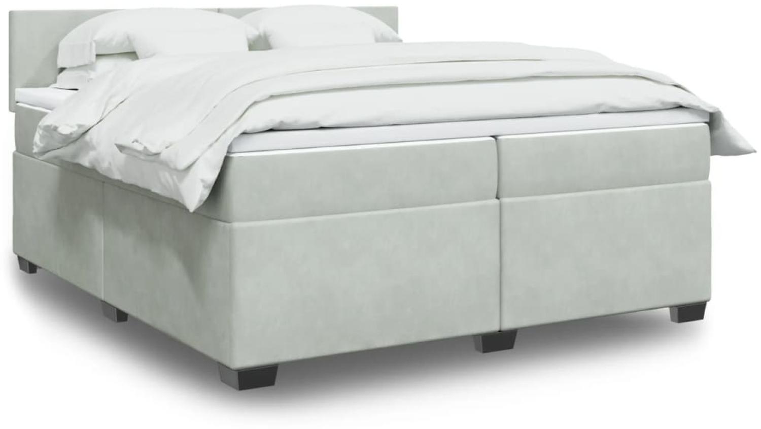 vidaXL Boxspringbett mit Matratze Hellgrau 200x200 cm Samt 3288696 Bild 1