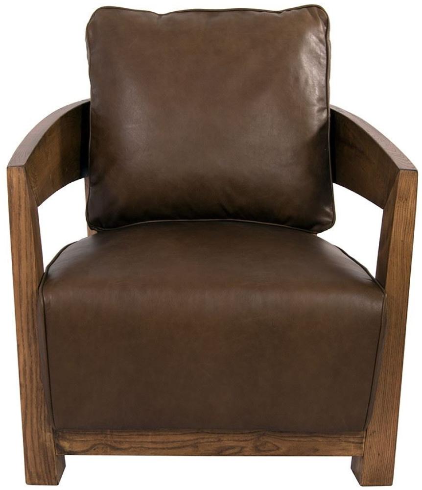 Clubsessel Cedric Holz und Leder Chocolate-Brown Bild 1