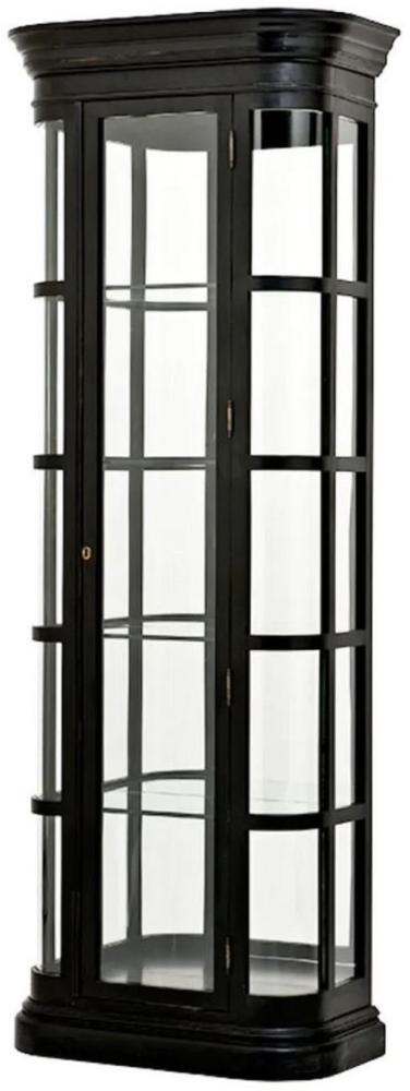 Casa Padrino Luxus Vitrine Schwarz 87,5 x 44,5 x H. 238 cm - Ovaler Massivholz Vitrinenschrank mit Glastür und Glasregalen - Luxus Möbel - Luxus Qualität Bild 1