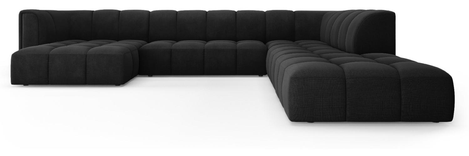 Micadoni Modulares Panorama Ecksofa Serena 7-Sitzer Strukturierter Stoff, Schwarz Bild 1