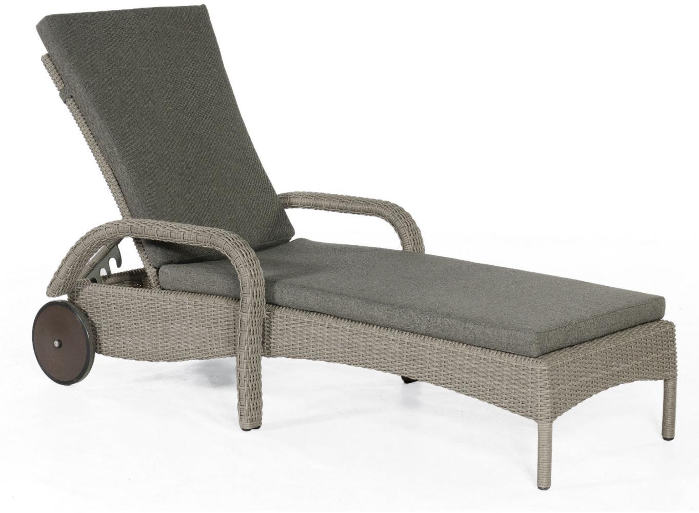 Sonnenpartner Sonnenliege Antigua Aluminium mit Polyrattan stone-grey Rollliege mit Auflage Bild 1