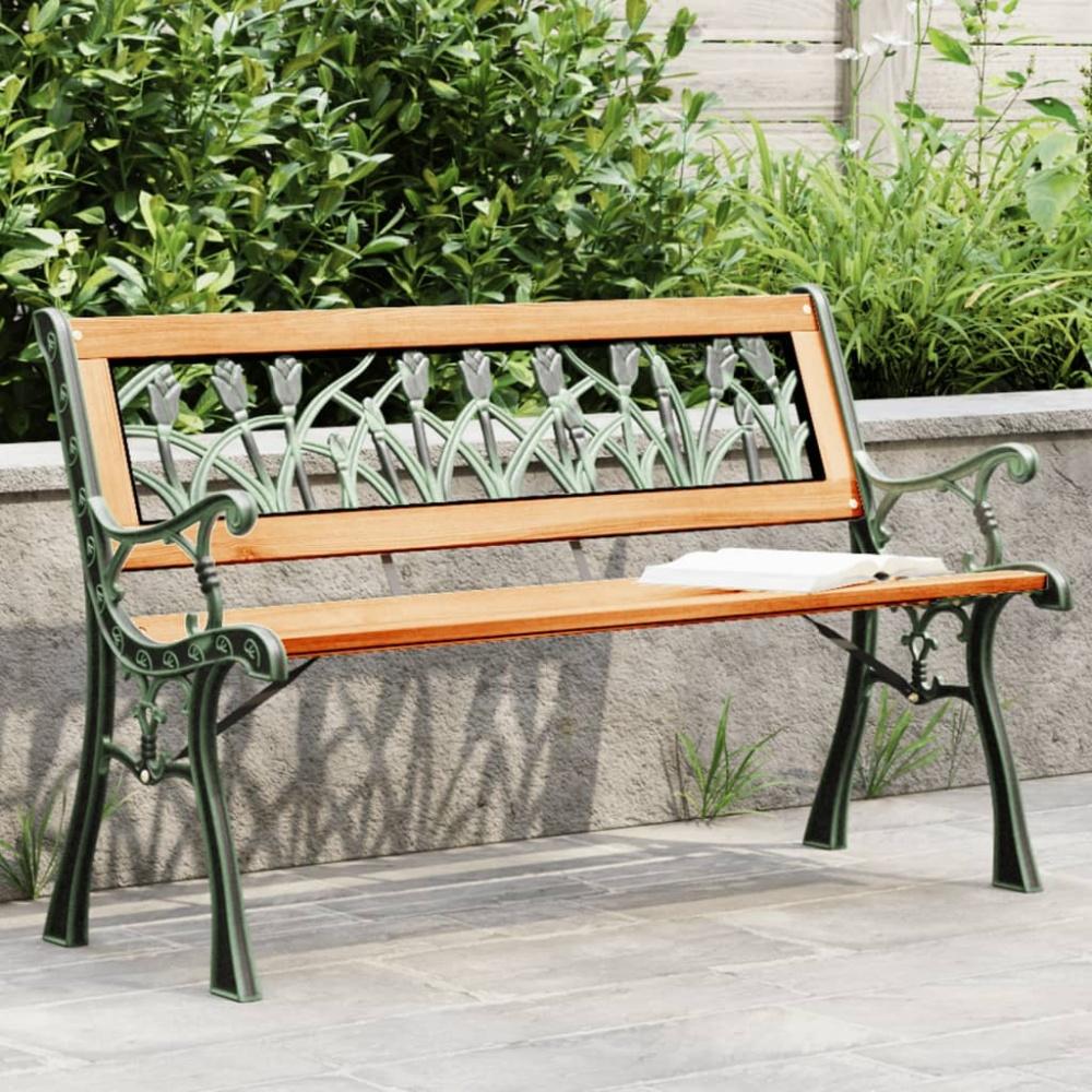 vidaXL Gartenbank 116 cm Massivholz Tanne und Stahl Bild 1