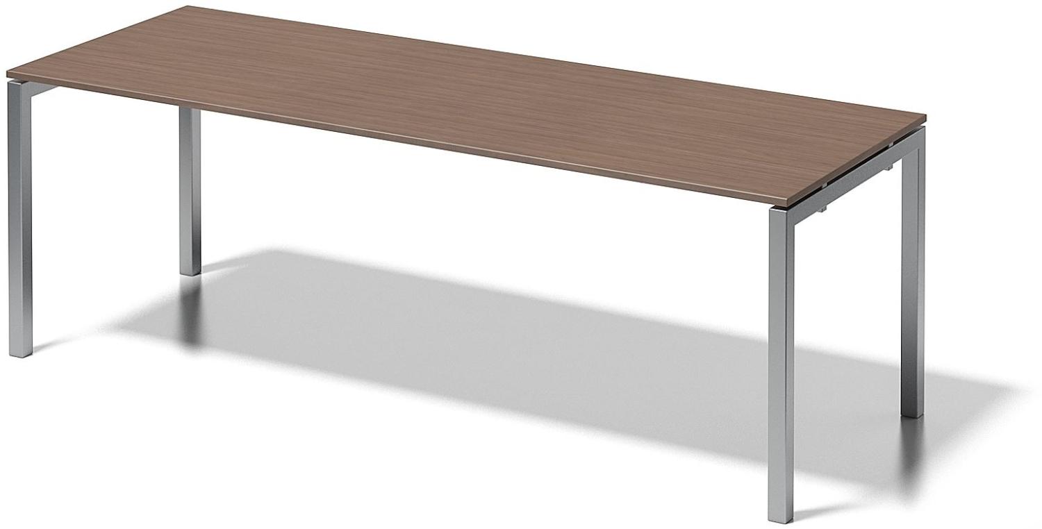 Cito Schreibtisch, 740 mm höhenfixes U-Gestell, H 19 x B 2200 x T 800 mm, Dekor nußbaum, Gestell silber Bild 1