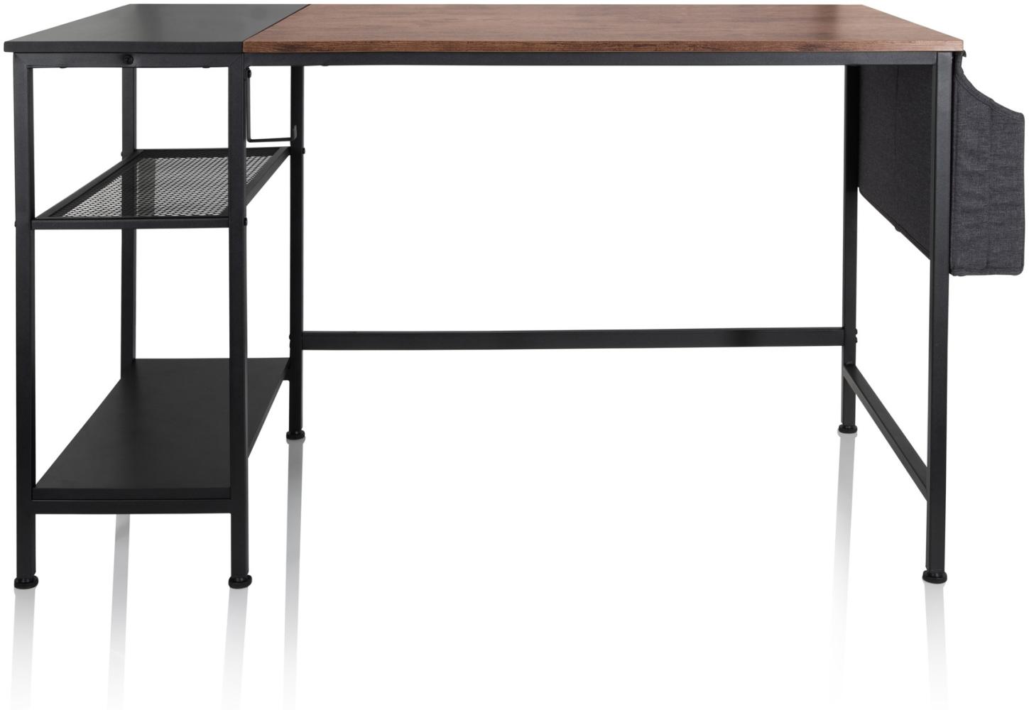 hjh OFFICE Schreibtisch WORKSPACE H I Melaminharzbeschichtete Spanplatte, Gestell pulverbeschichteter Stahl Schwarz/Braun Bild 1