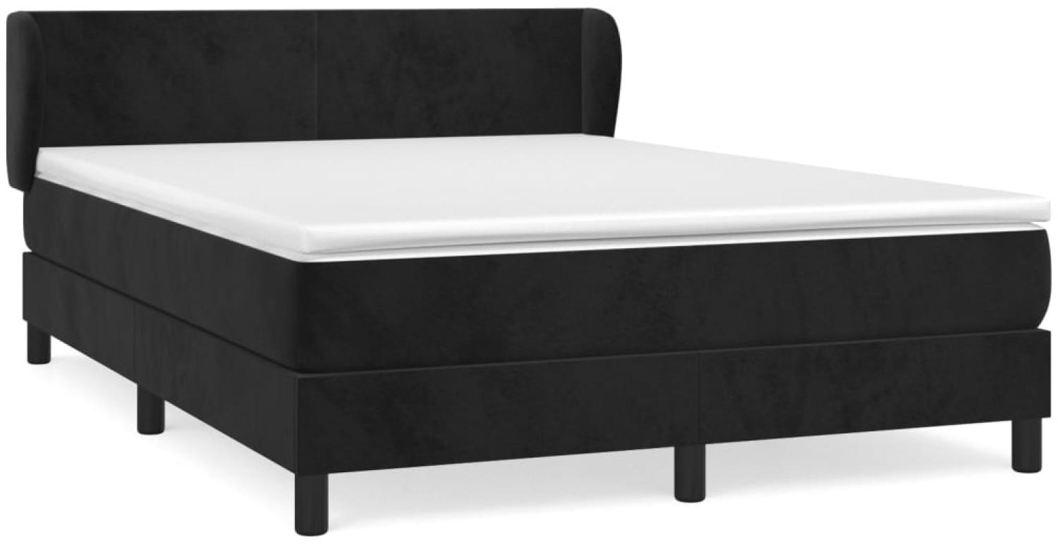 vidaXL Boxspringbett mit Matratze Schwarz 140x200 cm Samt 3127375 Bild 1