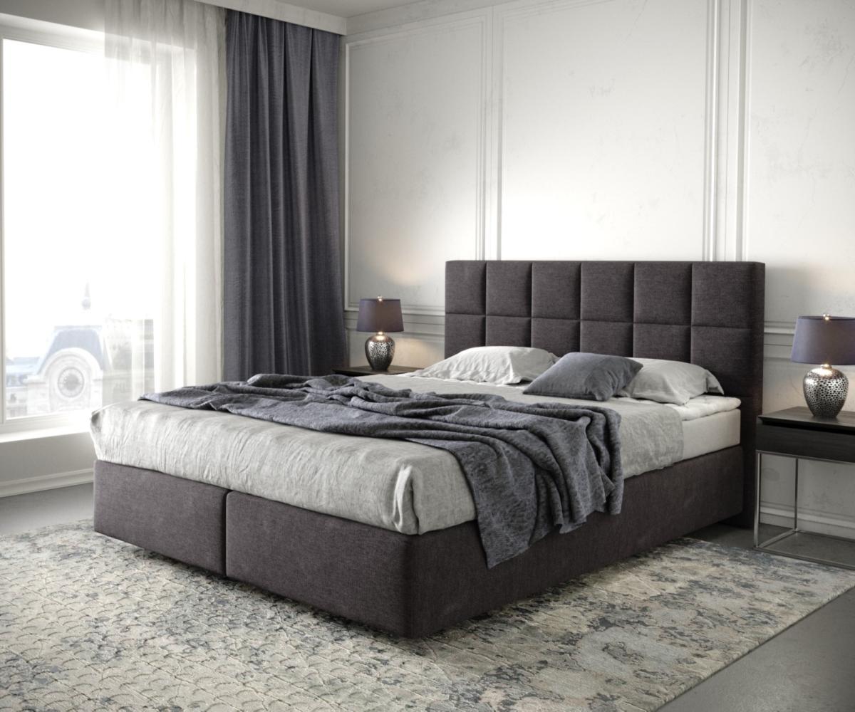 Boxspringbett Dream-Fine 160x200 cm Mikrofaser Schwarz mit Matratze und Topper Bild 1