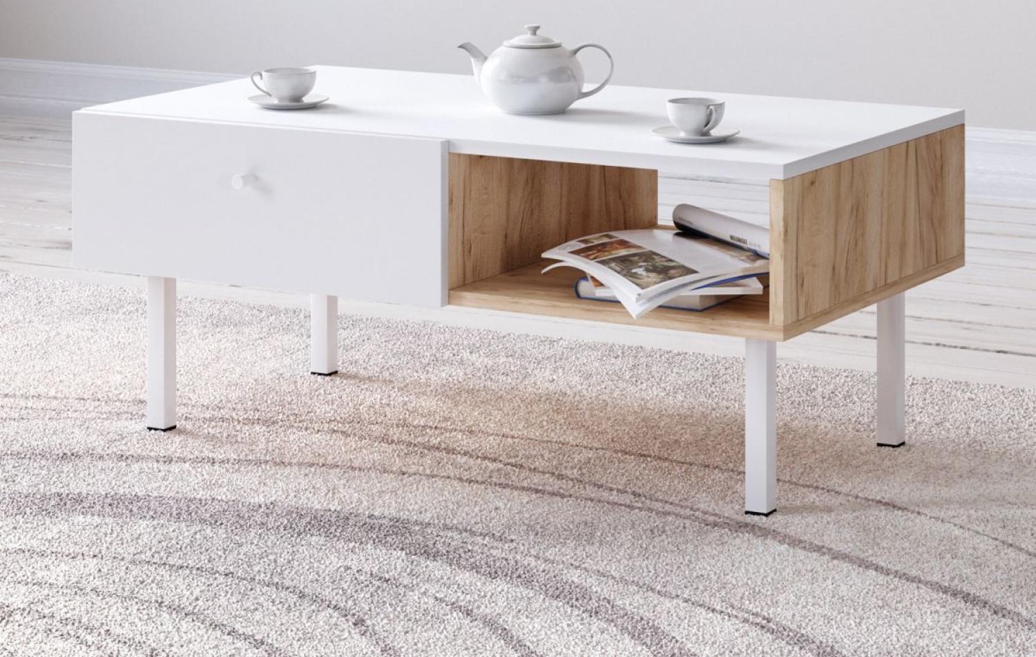 'Matsdal' Couchtisch, weiß/ Eiche Artisan, 38 x 90 x 51,6 cm Bild 1