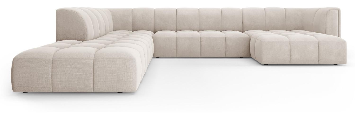 Micadoni Modulares Panorama Ecksofa Serena 7-Sitzer Links Strukturierter Stoff Beige Bild 1