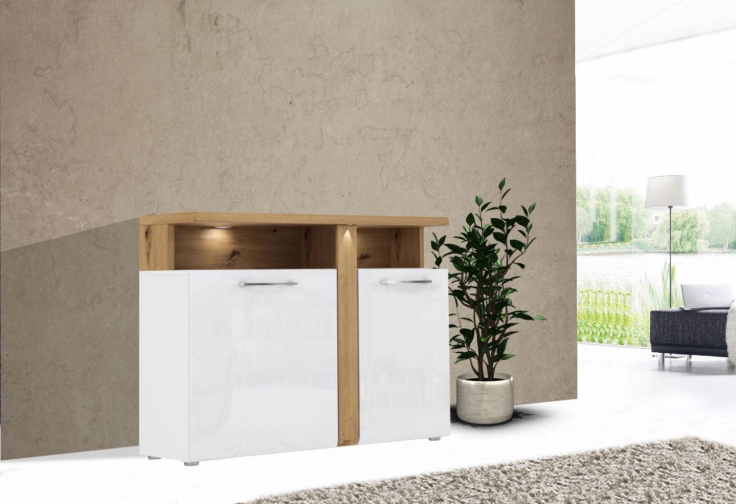 Sideboard Talena 1 weiß Artisan Eiche 104 x 86 x 44 cm Anrichte LED ohne Beleuchtung Bild 1