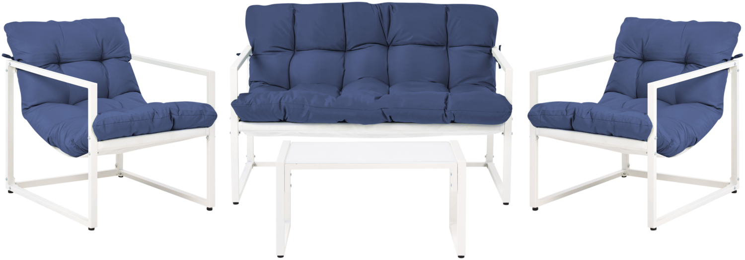 Lounge Set mit Tisch 4-Sitzer GARDA Metall Blau Bild 1