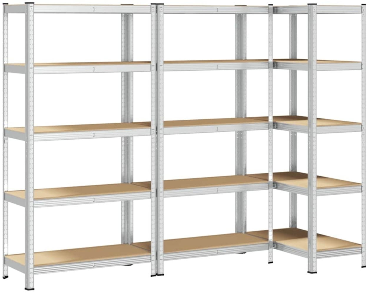 vidaXL Schwerlastregale mit 5 Böden 3 Stk. Silbern Stahl Holzwerkstoff 3307597 Bild 1