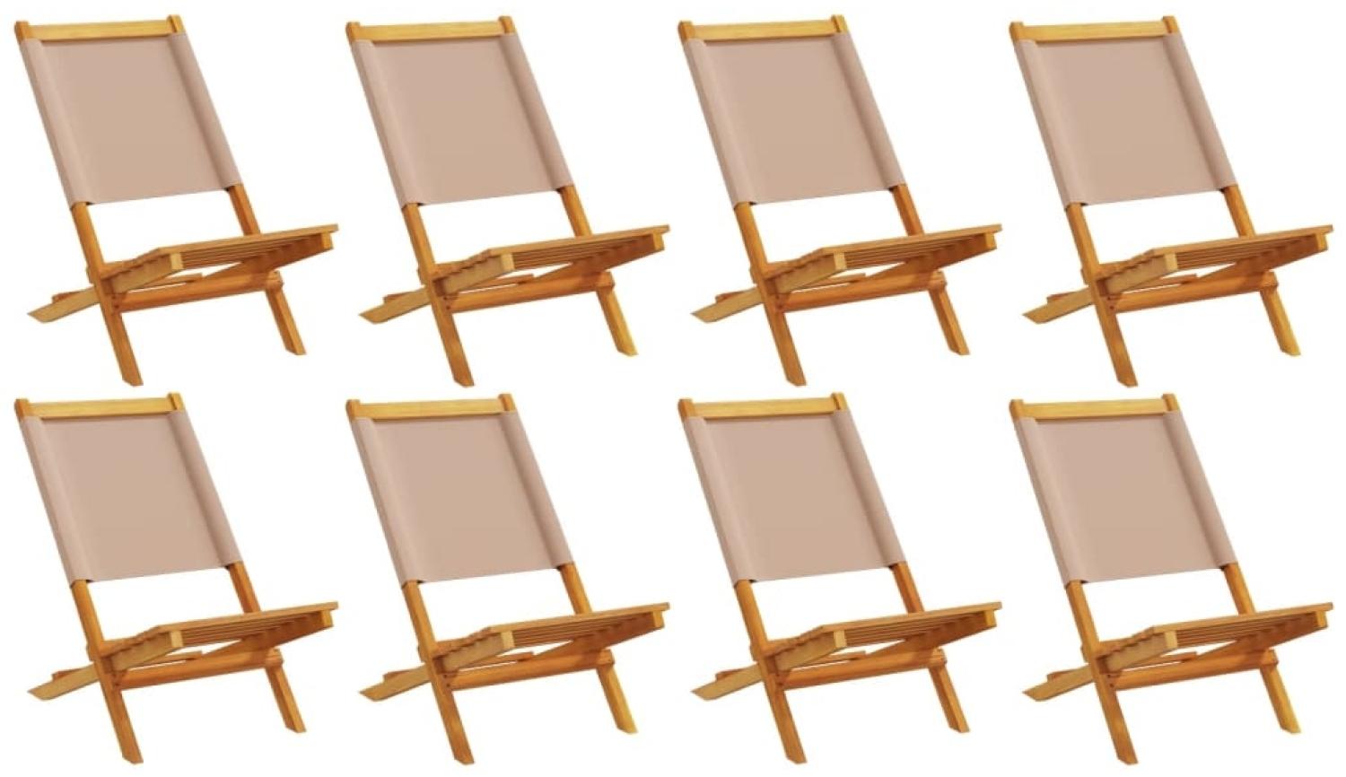 vidaXL Gartenstühle 8 Stk. Klappbar Taupe Stoff und Massivholz 3214645 Bild 1