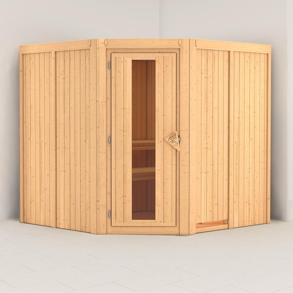 Karibu Sauna Innenkabine Jarin Innensauna 3 Sitzbänke aus Holz Saunakabine mit 68 mm Wandstärke Dampfsauna mit Montagematerial Bild 1