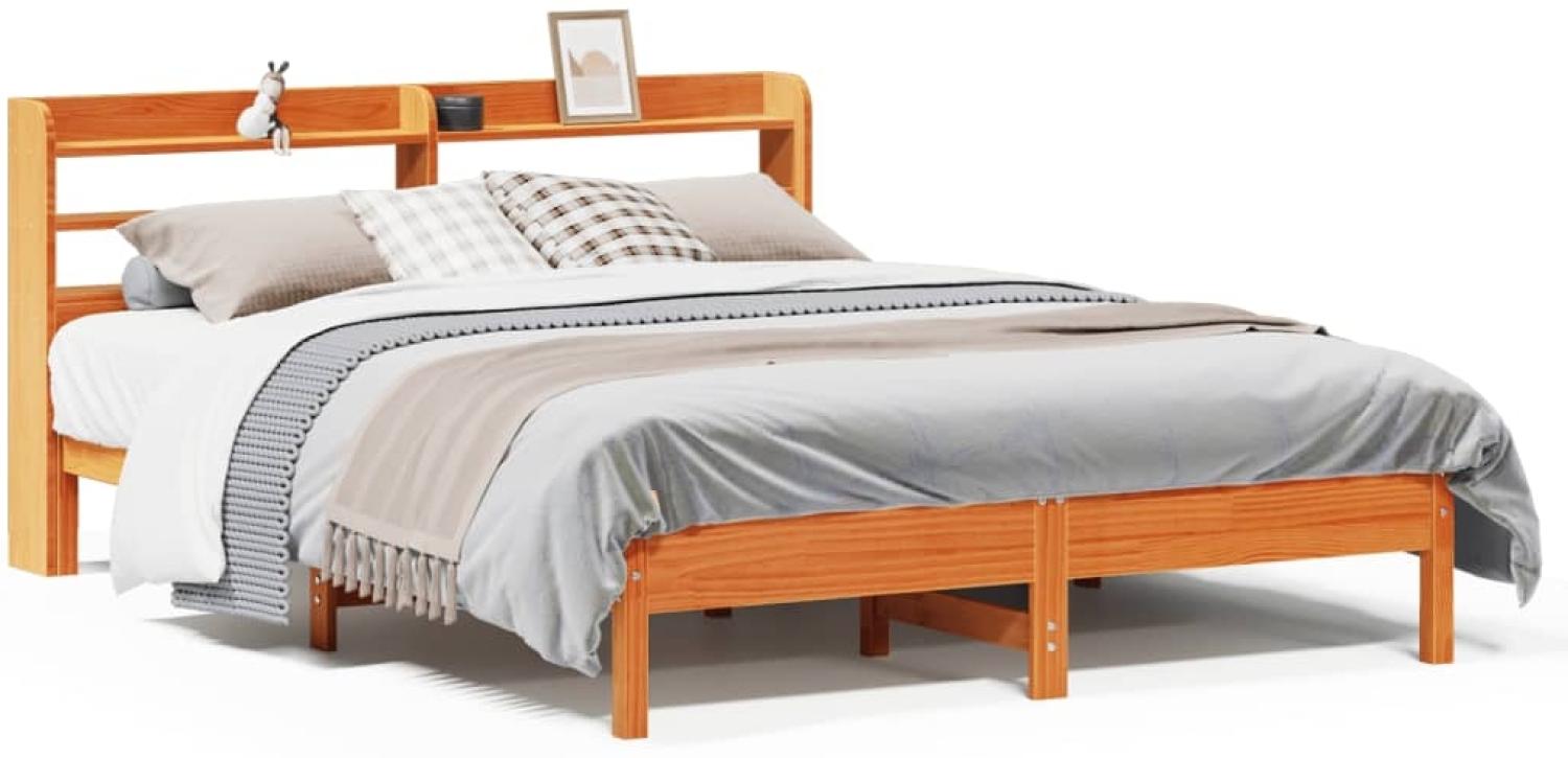 vidaXL Massivholzbett ohne Matratze Wachsbraun 140x190 cm Kiefernholz 3306902 Bild 1