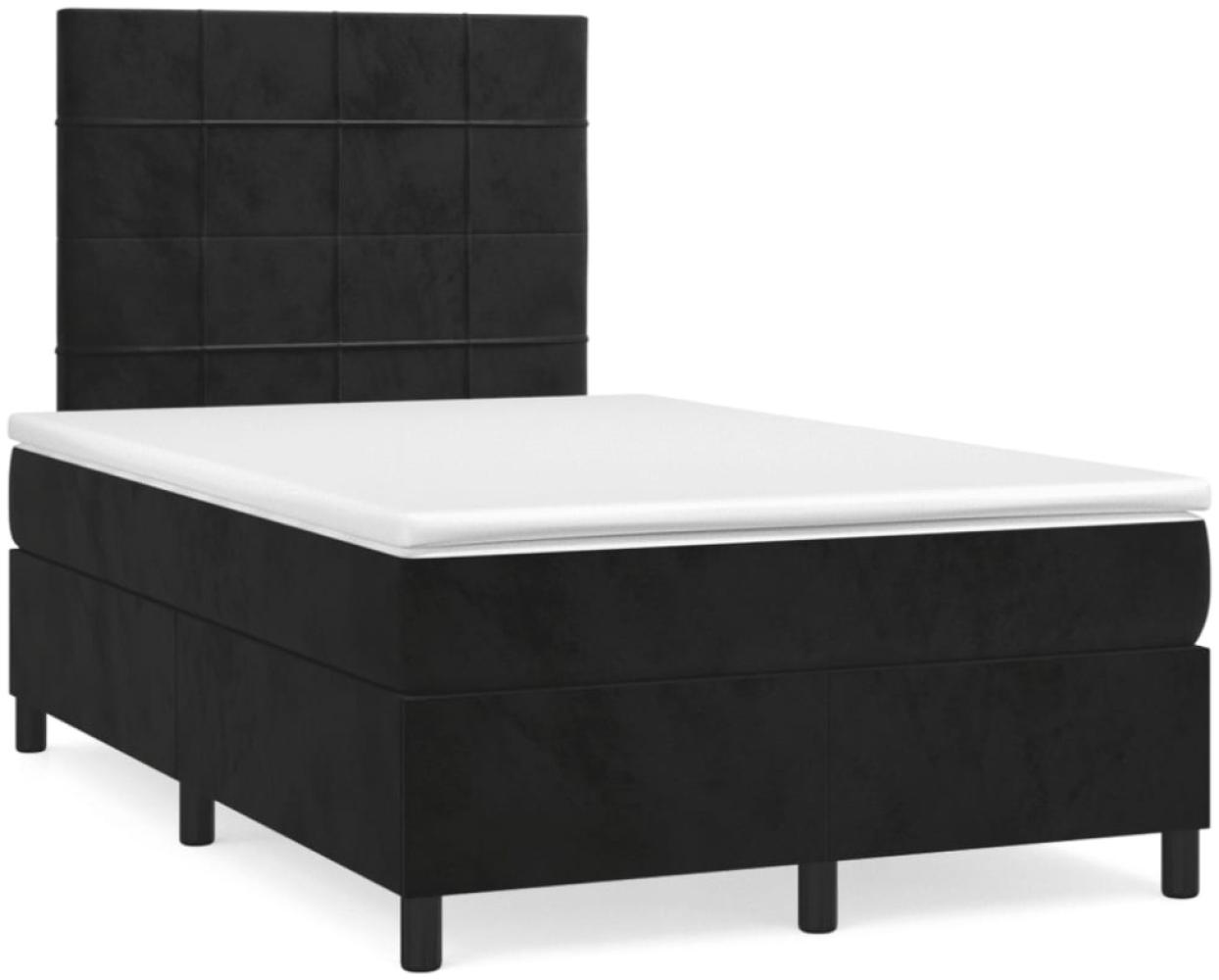 vidaXL Boxspringbett mit Matratze Schwarz 120x190 cm Samt 3269997 Bild 1