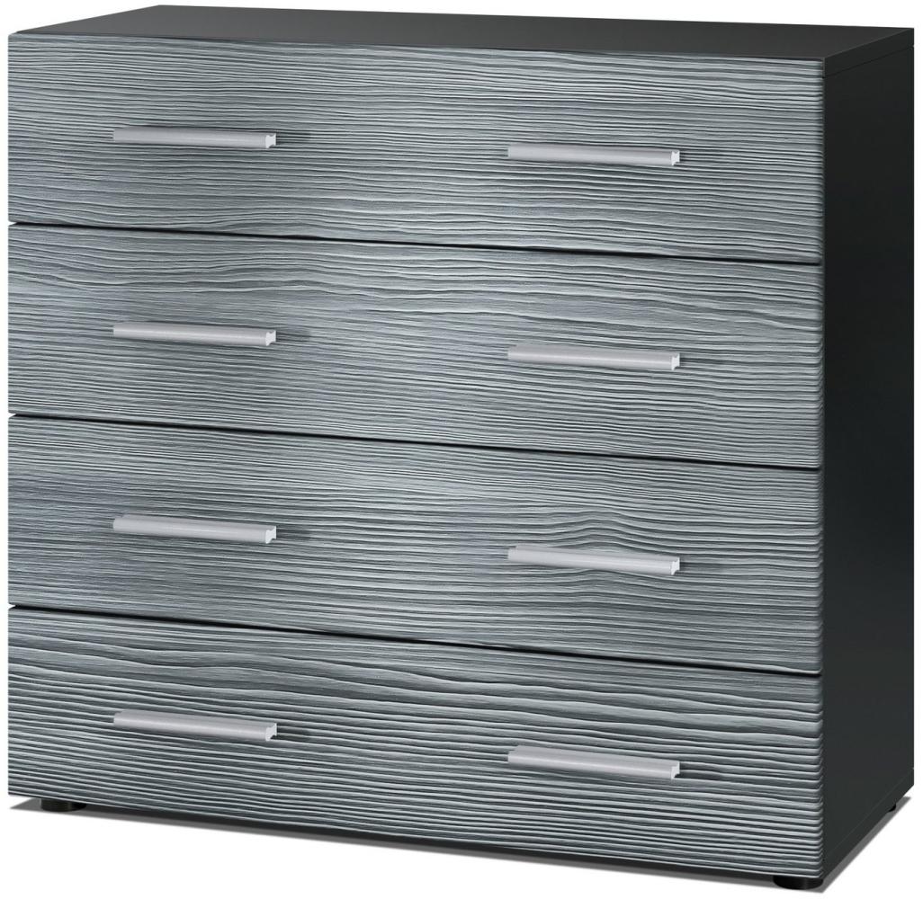 Vladon Sideboard Pavos, Kommode mit 4 Schubladen, Schwarz matt/Avola-Anthrazit (76 x 72 x 35 cm) Bild 1