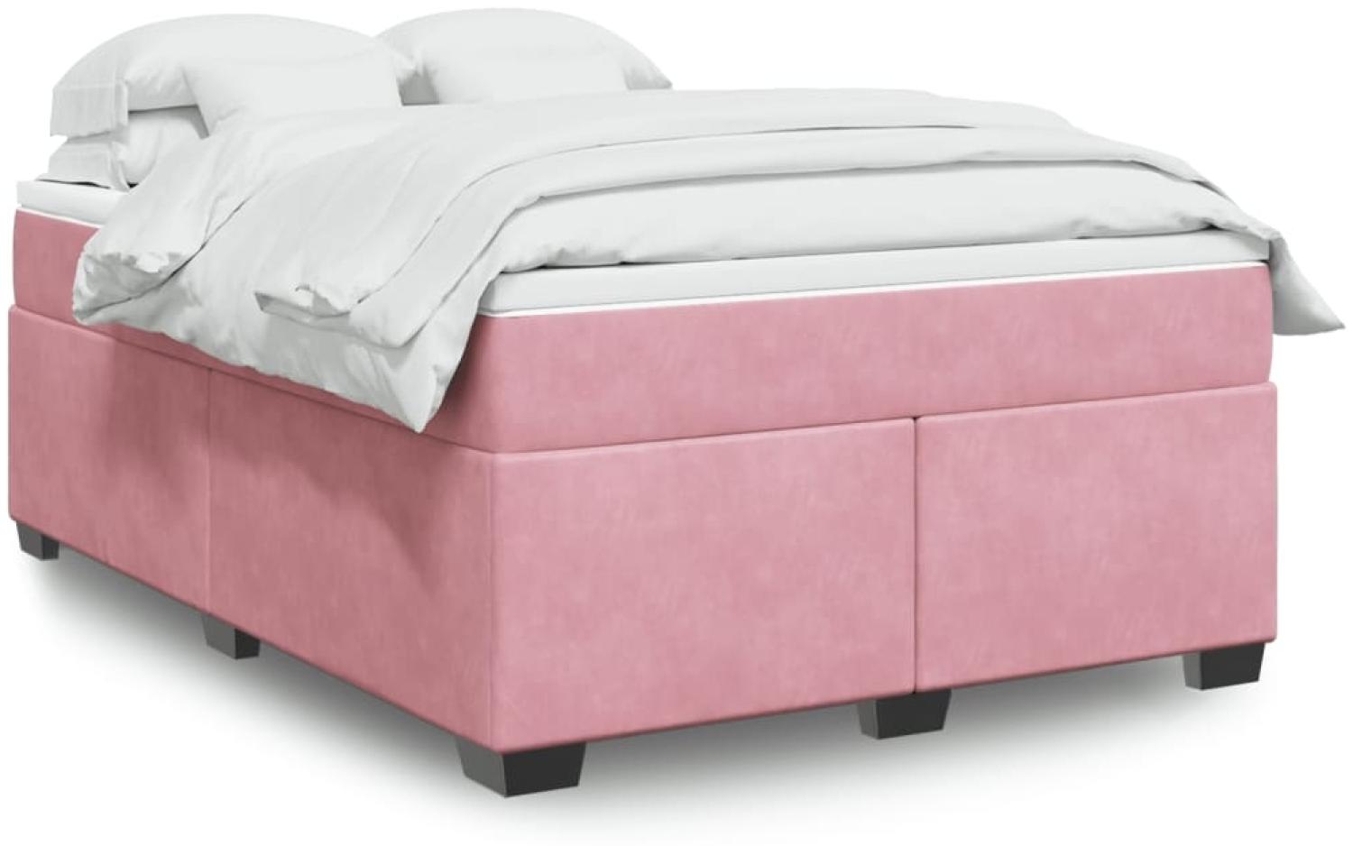 vidaXL Boxspringbett mit Matratze Rosa 140x200 cm Samt 3285292 Bild 1