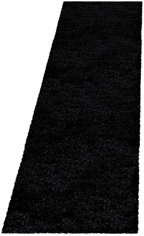 Hochflor Teppich Baquoa Läufer - 80x150 cm - Schwarz Bild 1