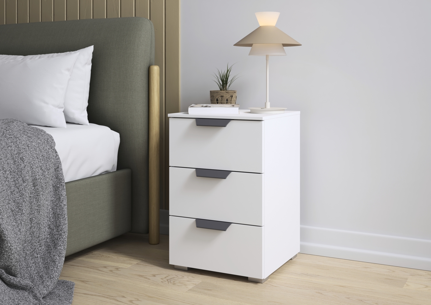 rauch Aditio Box, Nachttisch, 3 Schubladen, mit Softclose-Funktion, Farbe Weiß, BxHxT 40x61x42cm Bild 1