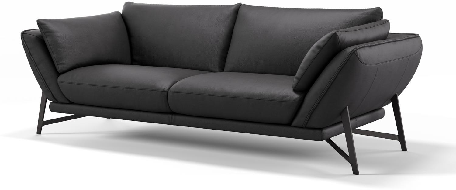 Sofanella 3-Sitzer ESTELLA Ledersofa italienisch Ledercouch in Schwarz M: 226 Breite x 99 Tiefe Bild 1