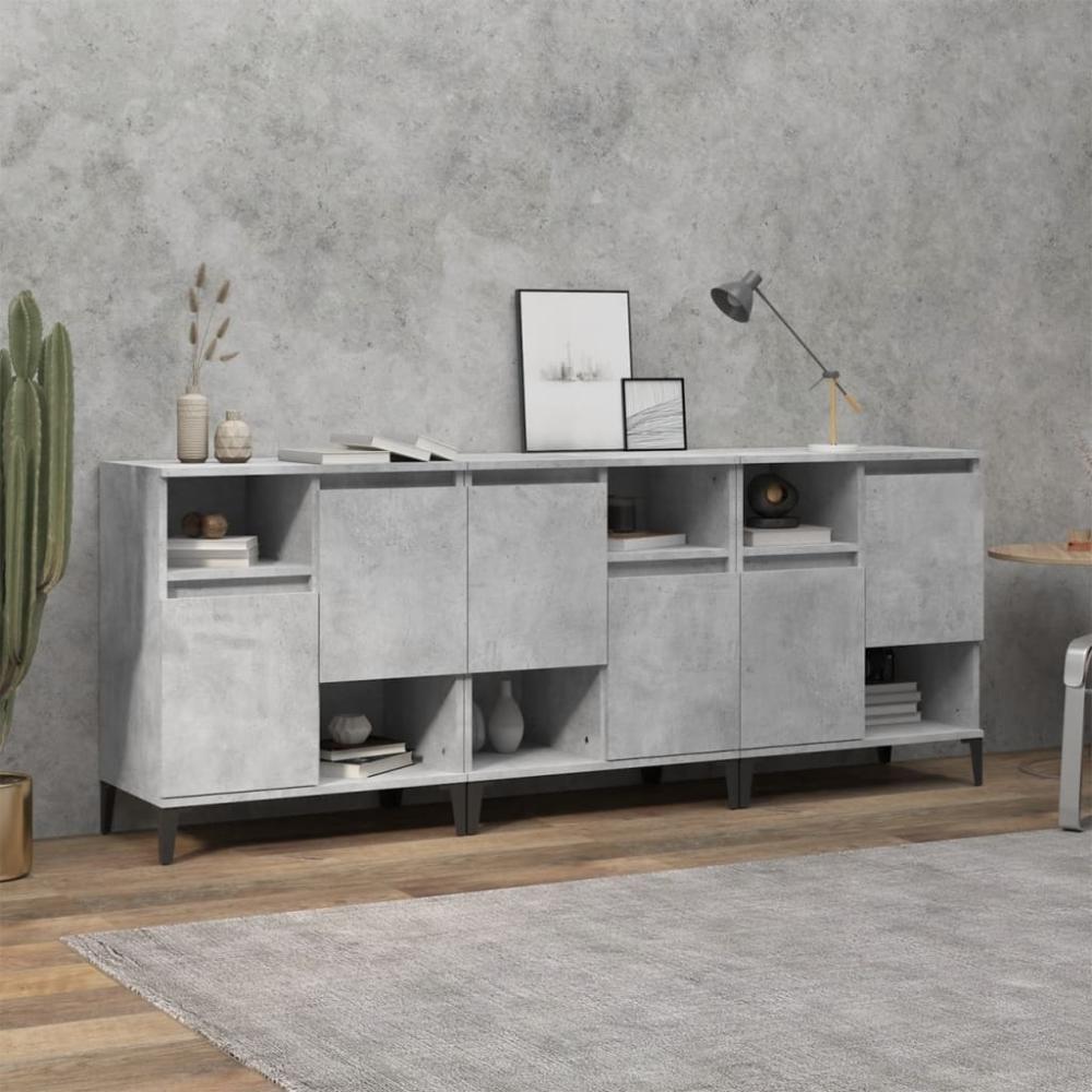 vidaXL Sideboards 3 Stk. Betongrau 60x35x70 cm Holzwerkstoff 3185747 Bild 1