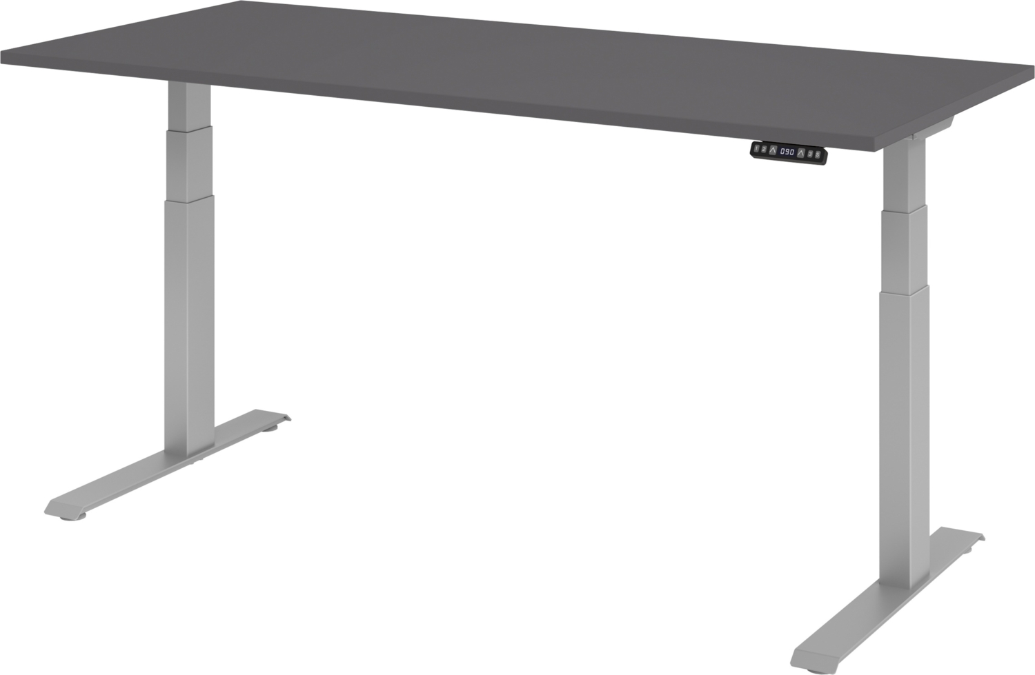 bümö elektrisch höhenverstellbarer Schreibtisch 180x80 cm in graphit, Gestell silber mit Memory-Steuerung, elektrischer Bürotisch höhenverstellbar Gaming Tisch, XDKB19-G-S Bild 1