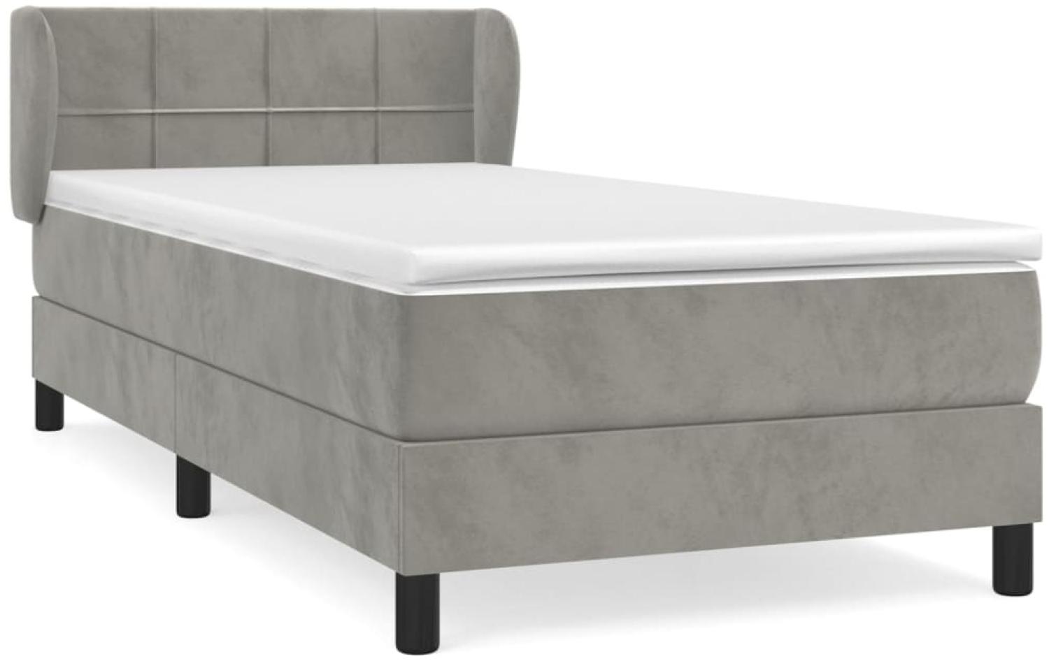 vidaXL Boxspringbett mit Matratze Hellgrau 90x200 cm Samt, Härtegrad: H2 [3127469] Bild 1