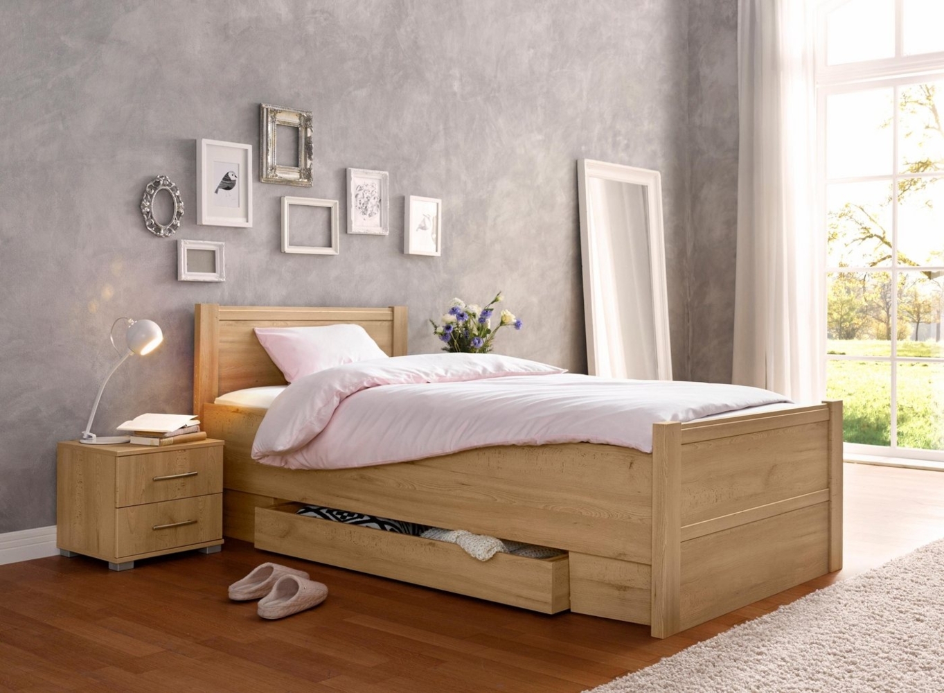 priess Bett Husum Schlafzimmer Jugendzimmer Rahmenbett, mit Komforthöhe verschiedene Ausführungen hochwertige Premium Qualität Bild 1