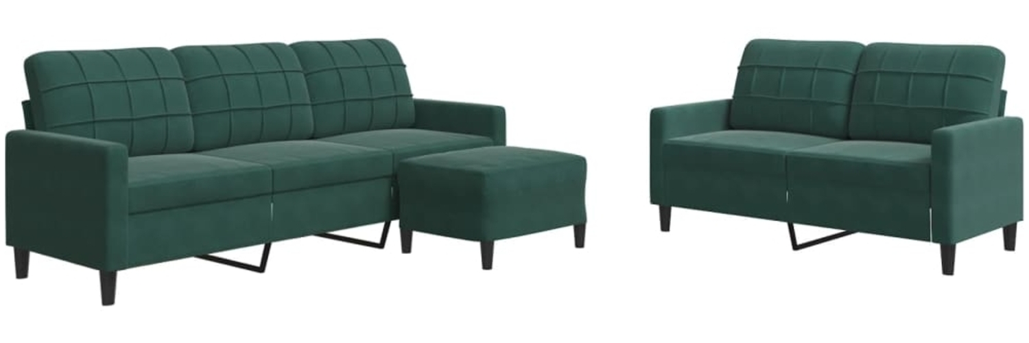 vidaXL 3-tlg. Sofagarnitur mit Kissen Dunkelgrün Samt 3278403 Bild 1