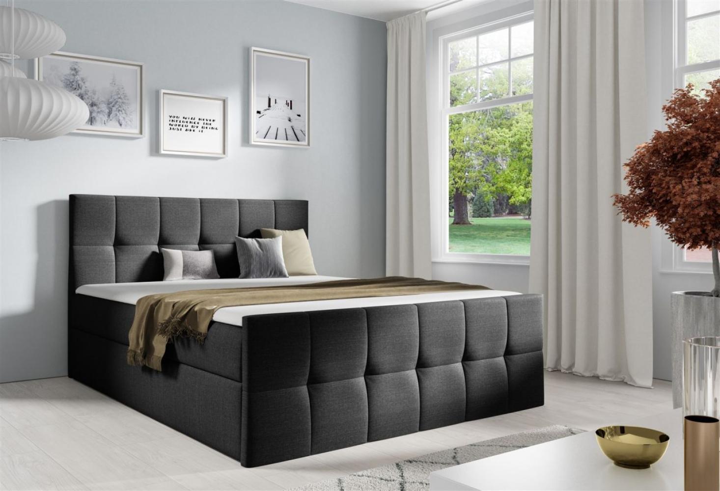 Boxspringbett Schlafzimmerbett CARMEN LUX 120x200cm Stoff Inari Schwarz Bild 1