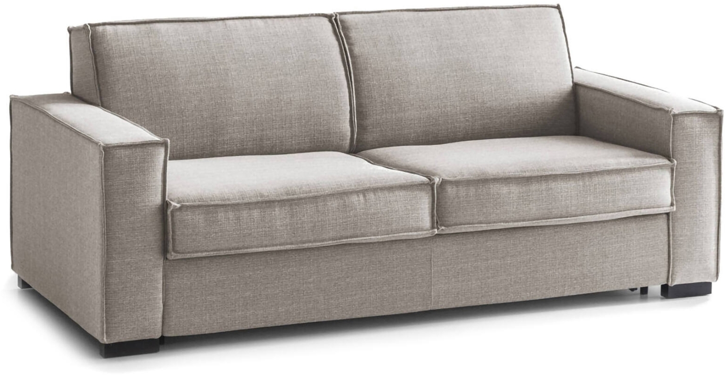 Dmora 3-Sitzer Schlafsofa Adalberto, Wohnzimmersofa mit drehbarer Öffnung, gepolsterter Stoff, schmale Armlehnen, 100 % Made in Italy, cm 200x95h90, Taupe Bild 1