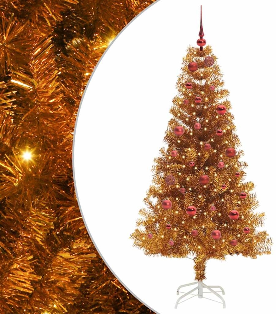 vidaXL Weihnachtsbaum mit 150 LEDs mit Ständer Gold 150 cm Haustier 3396612 Bild 1