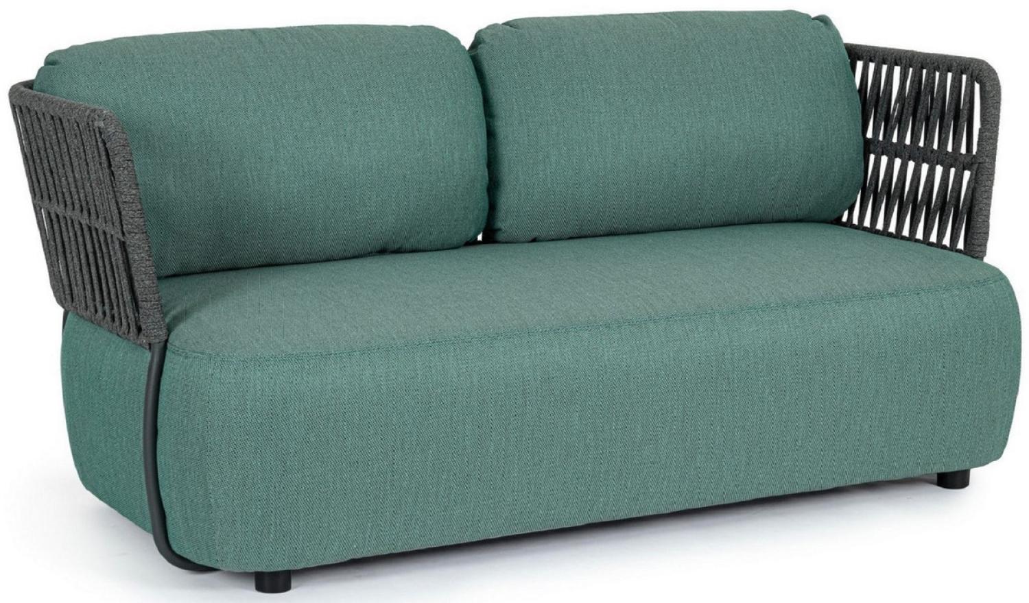 Casa Padrino Luxus Gartensofa Grün / Grau / Schwarz 167 x 86 x H. 79 cm - Wetterbeständiges Garten Sofa - Terrassen Sofa - Garten Möbel - Terrassen Möbel - Outdoor Möbel Bild 1