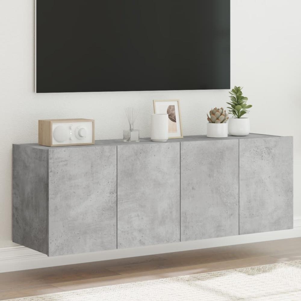 vidaXL TV-Wandschränke mit LED-Leuchten 2 Stk. Betongrau 60x35x41 cm 837309 Bild 1