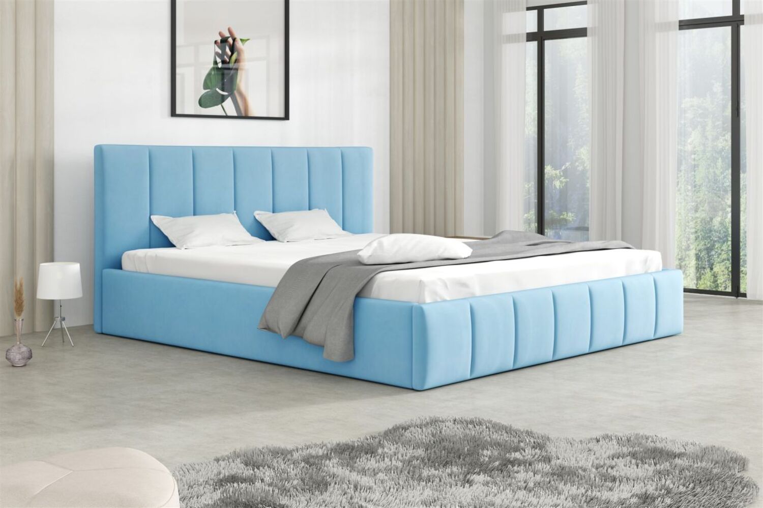 Polsterbett Doppelbett DETROIT 120x200cm Stoff Magic Velvet Sky Bild 1